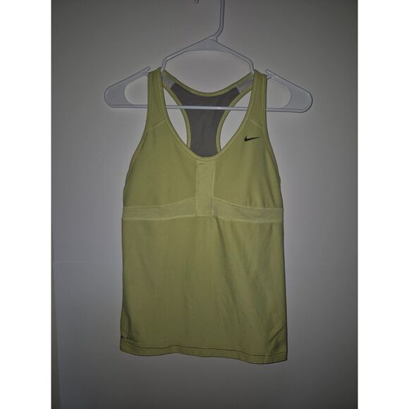 NIKE Dry Fit Built-In Sports Bra Tank Top Racer Back Gym Cactus Color Size M - Picture 1 of 9